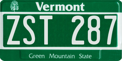 VT license plate ZST287