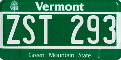VT license plate ZST293