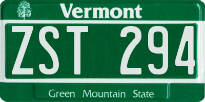 VT license plate ZST294