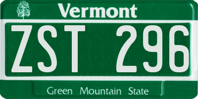 VT license plate ZST296