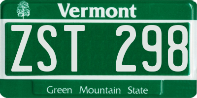 VT license plate ZST298