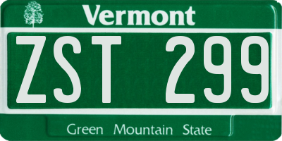 VT license plate ZST299