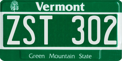 VT license plate ZST302