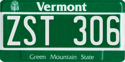 VT license plate ZST306