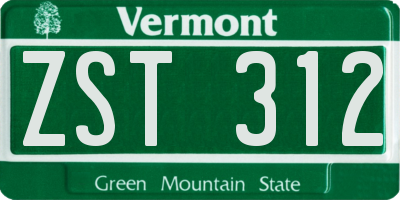 VT license plate ZST312