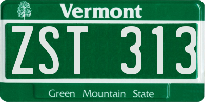 VT license plate ZST313