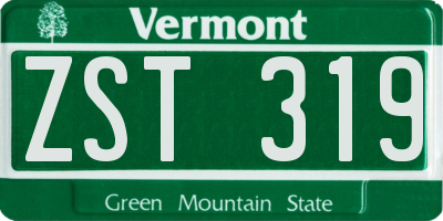 VT license plate ZST319