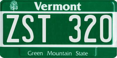 VT license plate ZST320