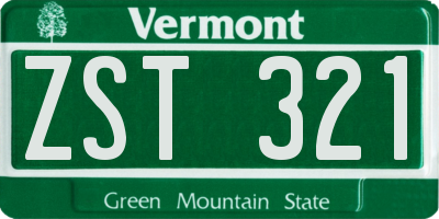 VT license plate ZST321