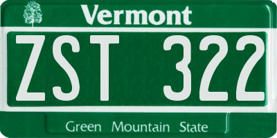 VT license plate ZST322
