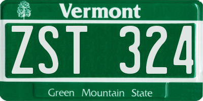 VT license plate ZST324