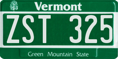 VT license plate ZST325