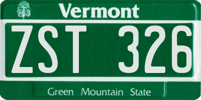 VT license plate ZST326