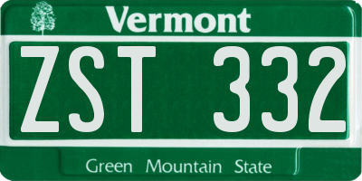 VT license plate ZST332