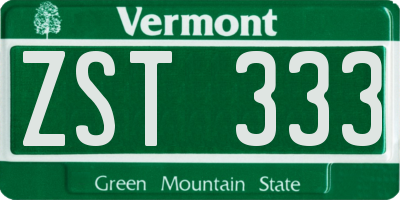 VT license plate ZST333