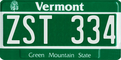VT license plate ZST334