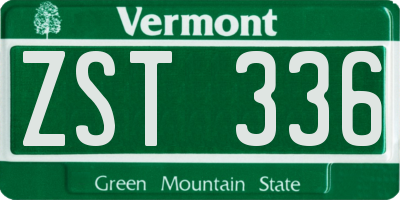 VT license plate ZST336