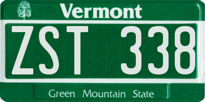 VT license plate ZST338
