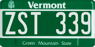 VT license plate ZST339