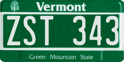 VT license plate ZST343