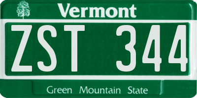 VT license plate ZST344