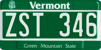 VT license plate ZST346