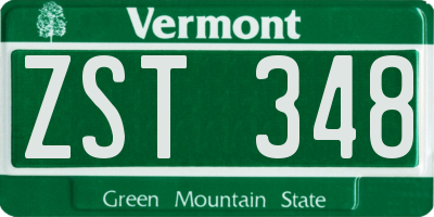 VT license plate ZST348