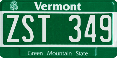 VT license plate ZST349