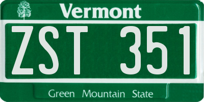 VT license plate ZST351