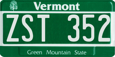 VT license plate ZST352