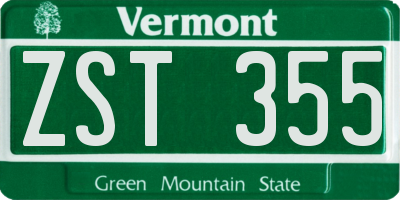 VT license plate ZST355