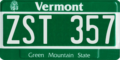 VT license plate ZST357