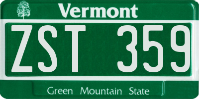 VT license plate ZST359