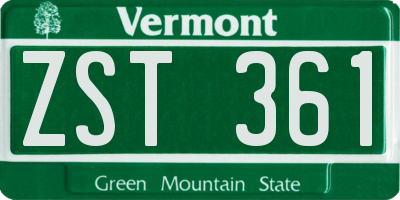 VT license plate ZST361
