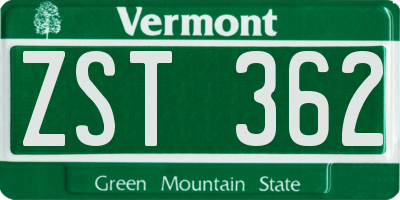 VT license plate ZST362