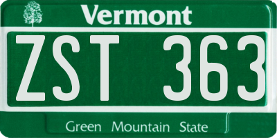 VT license plate ZST363