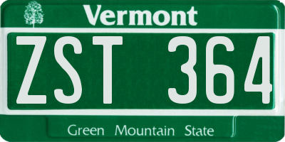 VT license plate ZST364