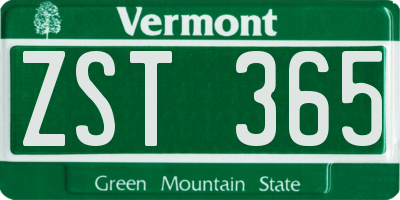 VT license plate ZST365