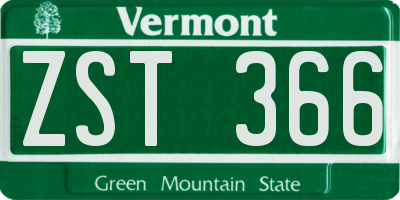 VT license plate ZST366