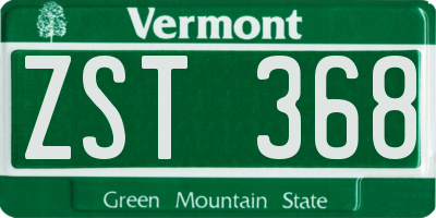 VT license plate ZST368