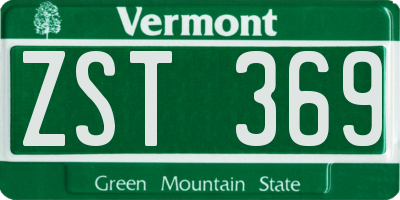 VT license plate ZST369