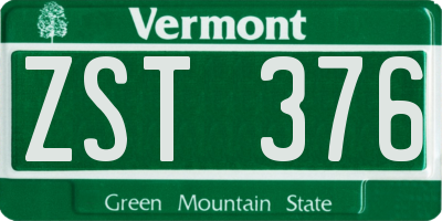 VT license plate ZST376