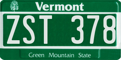 VT license plate ZST378