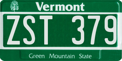 VT license plate ZST379