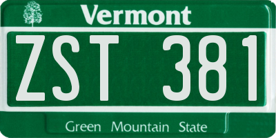 VT license plate ZST381