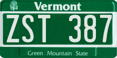 VT license plate ZST387