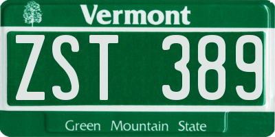 VT license plate ZST389