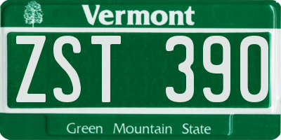 VT license plate ZST390