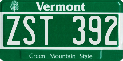 VT license plate ZST392