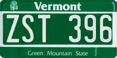 VT license plate ZST396